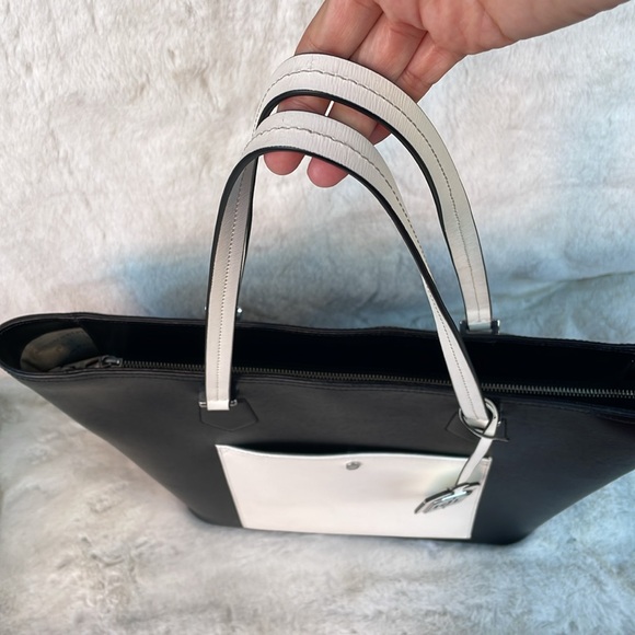Slightly used, auth  RALPH LAUREN color blocking 100% Cow Leather Tote Bag - Picture 14 of 14